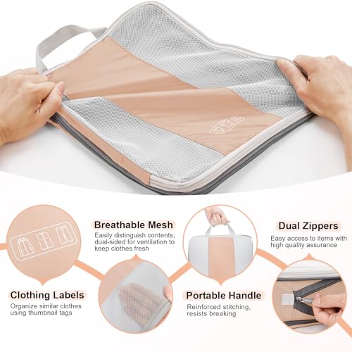 10 Set Compression Packing Cubes for Travel Essentials (Gold)