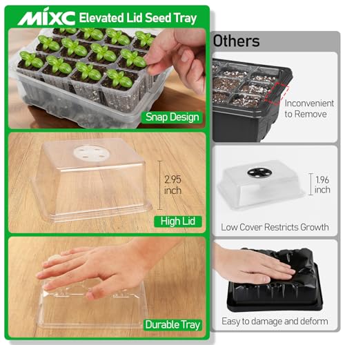 10 Pack Seed Starter Tray (Transparent / 12 Cell-10 Packs Elevated Cover)