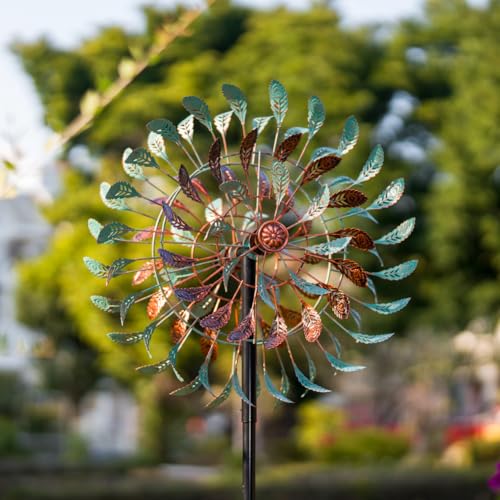 360° Large Wind Spinner Outdoor Vintage Metal Windmill for Yard (19inch(Verdigris))