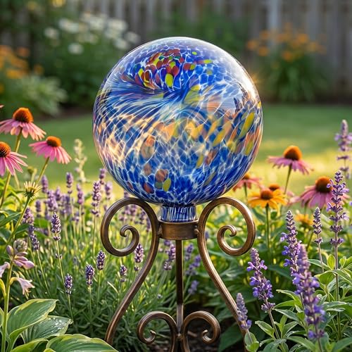 Sunnydaze 10" Glass Gazing Ball for Garden (Primary Color Burst)
