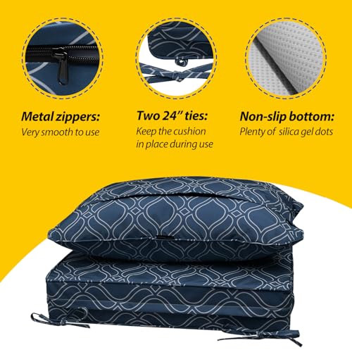 Outdoor Chair Cushions (Slate Blue Vine Trellis / 23.5"x25.5"x5" / 23.5"x19")