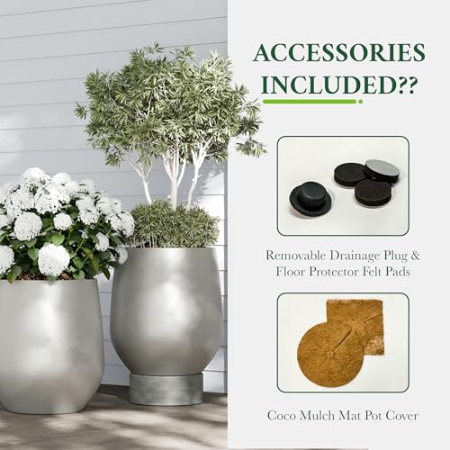 Signature Mount Wilson Modern Indoor Outdoor Fiberstone Tapered Planter (Light Gray / 11'' D x 12'' H)