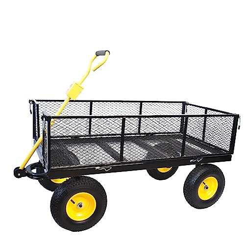Garden cart The Load can Reach 1100 pounds (Big Black+yellow)