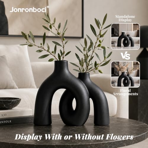 Hug Donut Decorative Ceramic Vase Set for Flower or Home Decor (2 Count)
