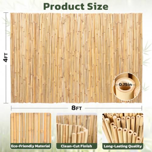Natural Rolled Bamboo Privacy Fence (Natural / 4ft*8ft)