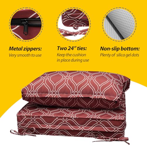 Outdoor Chair Cushions (Clay Red Vine Trellis / 23.5"x25.5"x5" / 23.5"x13.5")