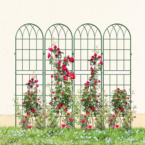 4 Pack Garden Trellis for Climbing Plants (59''H x 16''W/4 Pack / Green)