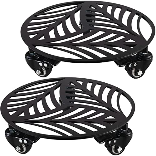 2 Packs Metal Plant Caddy with Wheels 12 inches Heavy (12")