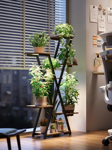 Plant Stand Indoor with Grow Lights (Black / 43.3 inch, 7 tier)