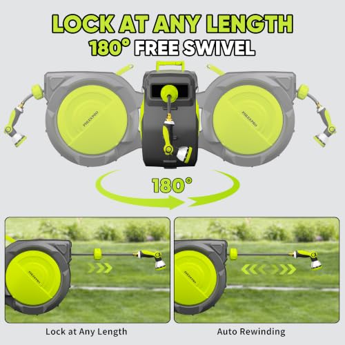 75 FT 5 8" Retractable Garden Hose Reel (Upgrade-green / 75FT-5/8")