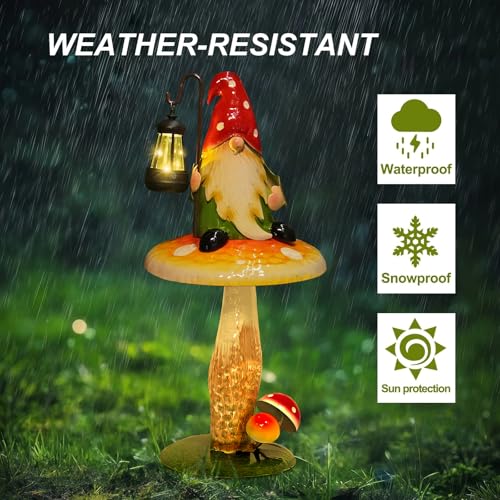 Solar Garden Gnomes Outdoor Statue (16.5 INCH / Red&green&yellow)