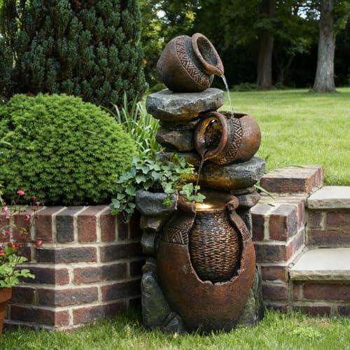 Outdoor Garden Water Fountain for Garden 38.4" H (Stone - 38.4 Inch)
