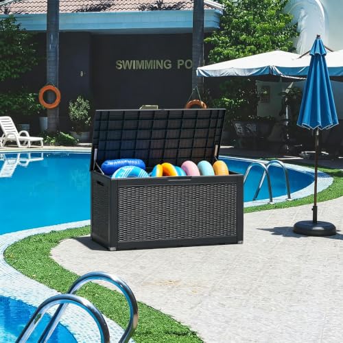 110 Gal Outdoor Storage Box Waterproof (110 Gallon / Dark Black)