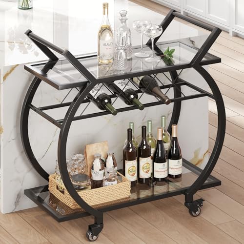 Bar Cart with Glass (Black)