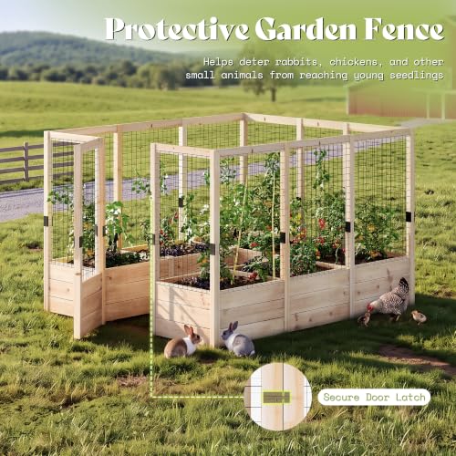 Raised Garden Bed with 19 Inch Deep Planter Box&Fence (7.5x9x6 FT)