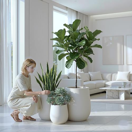 Premium Mt Wilson Tall Tapered Fiberstone Planter for Indoor Outdoor Use