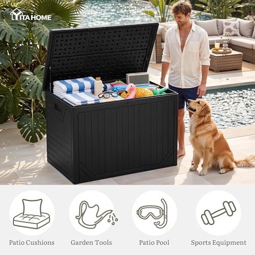 230 Gallon Extra Large Outdoor Storage Box (Dark Black / 230 Gallon)
