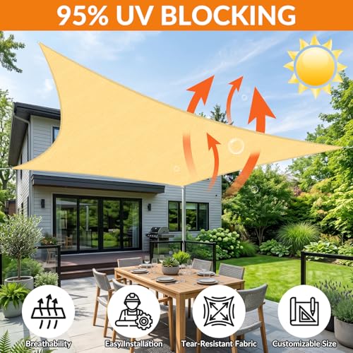 17'X18' Sun Shade Sail Sand Curved Square Customizable (Sand / 17'X18' custom)