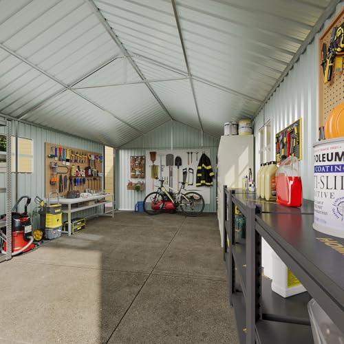 12'x20' Carport Shed Outdoor Metal Storage Sheds (Brown / 12'x20')