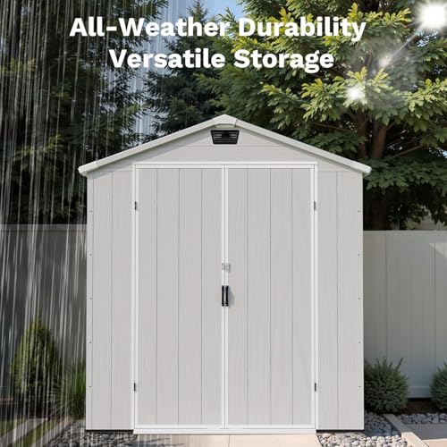 6X4 FT Resin Outdoor Storage Shed with Floor (Light Gray / 6x4)