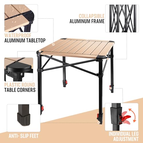 Folding Camping Square Table (Gold / Medium)