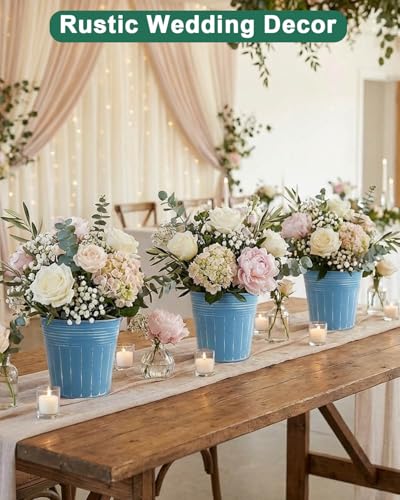 5 Inch Galvanized Bucket Planters (Steel Blue / 5 inch)