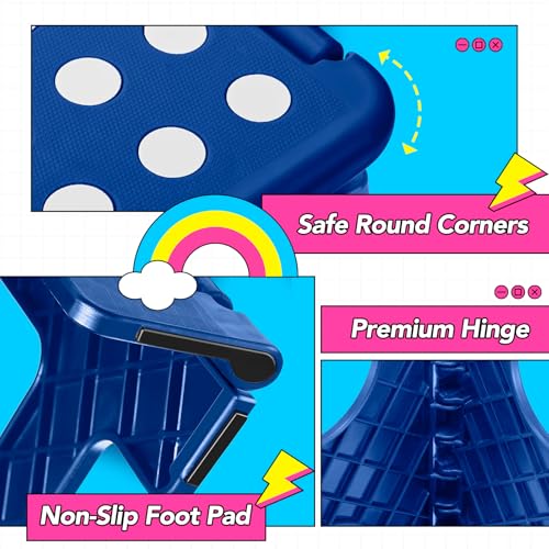 Folding Step Stool 13 inch 2 Pack (Blue / 13 Inch-2 Pack)