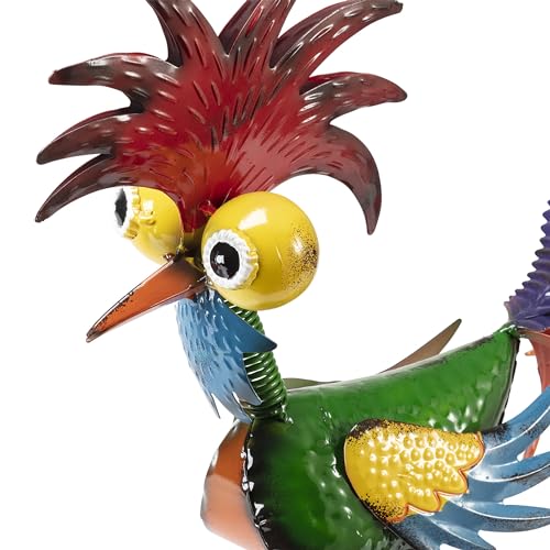 18" Tall Wacky Metal Rooster Yard Statue (18" Multicolor Rooster)