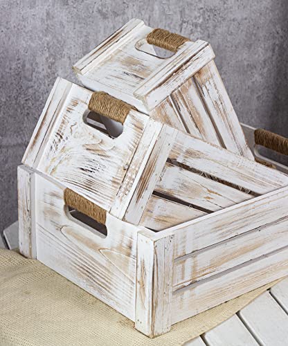 Set of 3 Rustic Wood Nesting Crates (3 Count)