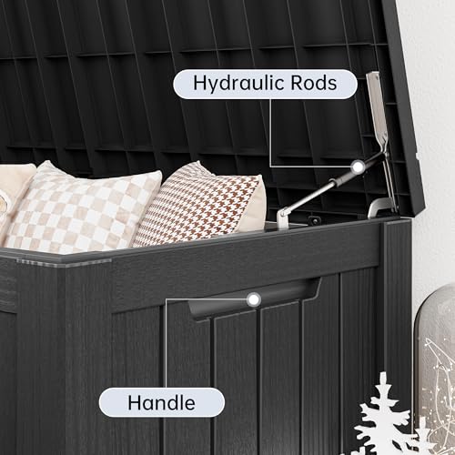 160 Gallon Outdoor Storage Box Waterproof Deck Box for Patio (Black / 160 Gallon)