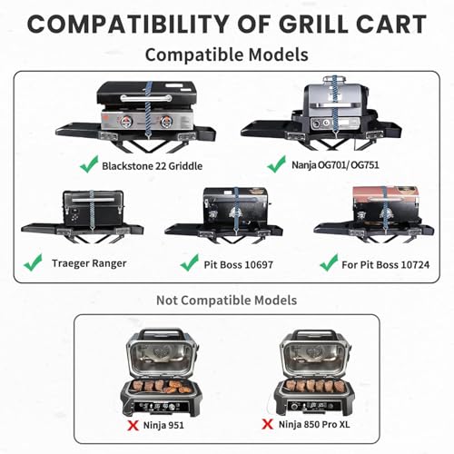 42.5" x 13.3" Outdoor Foldable Grill Stand for Ninja Woodfire Grill (31 IN.)