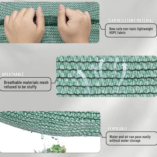 Shade Cloth for Garden (12FTx20FT / 70% Shade-Dark Green)