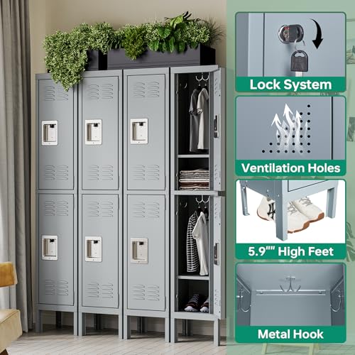 Metal Lockers for Employees (2 Door-Small / Grey)