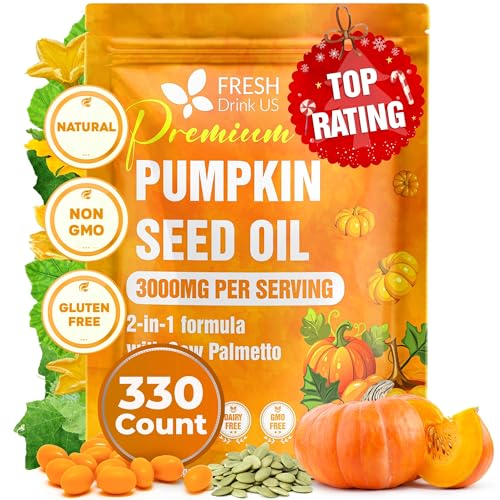 Premium 330 Pumpkin Seed Oil Soft Gels with Saw Palmetto (330 Count (Pack of 1))