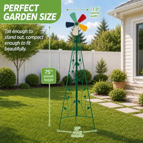 6FT Windmill for Yard Garden Decoration (Green)