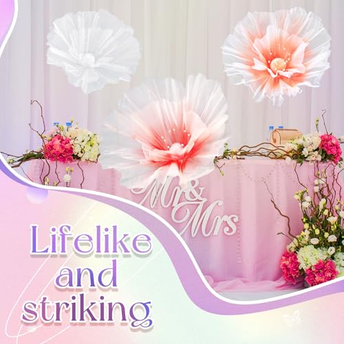3 Pcs Giant Flowers Decorations for Wedding Backdrop (Flower / White,orange, Flesh Pink)