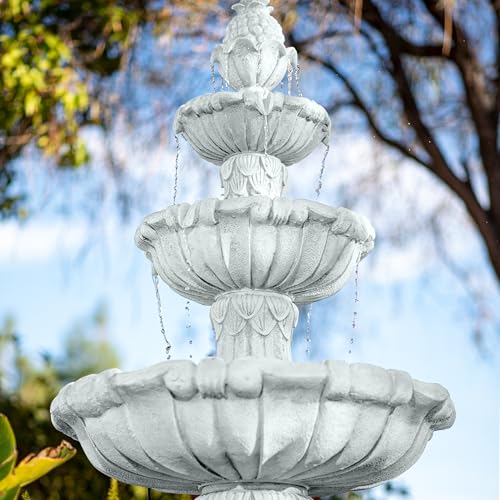 58.3" 3 Tier Outdoor Freestanding Water Fountain (White)