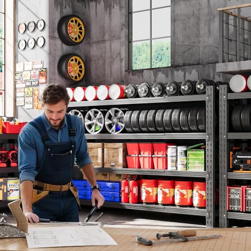 60” Wide Heavy Duty Metal Garage Shelving (Matte Black / 60"Wx24"Dx70" H)