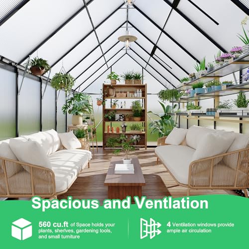 8'x14' Large Enhanced Aluminum Greenhouses Kit for Outdoors