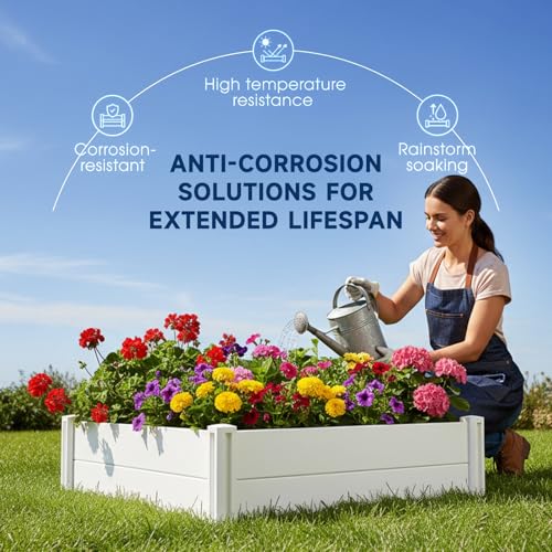4x4x1ft Vinyl Raised Garden Bed (White / 4x4x1FT)