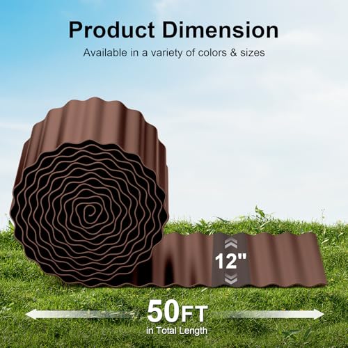 Corrugated Garden Edging Border (Brown / 12 Inch×50 Ft)