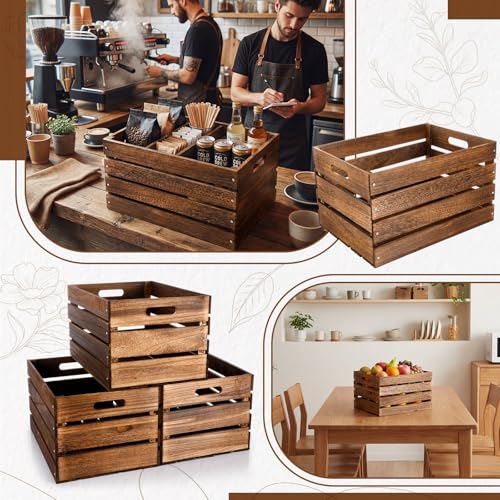 3 Pack Large Wood Crates Box for Storage 16 Inch (Brown / 16 Inch)