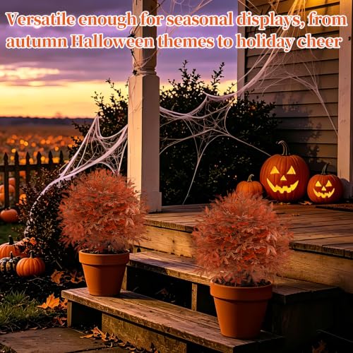 2 Pack Artificial Fall Cedar Topiary Trees with Spike (Fall Cedar)
