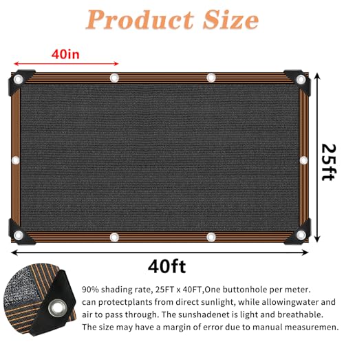 Shade Cloth for Patio (25'x40' / 80-90% Shade)