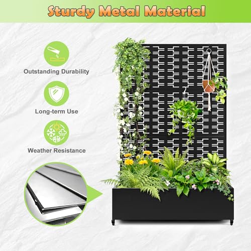 Metal Raised Garden Bed (Black-brick / 71" x 47" x 16")