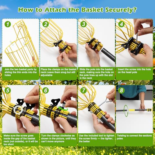 Fruit Picker 66 Inch Long Heavy Duty Fruit Picker Tool with Fruit Basket