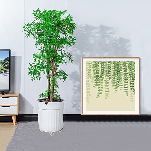 Plant Stand with Wheels (12" round white)