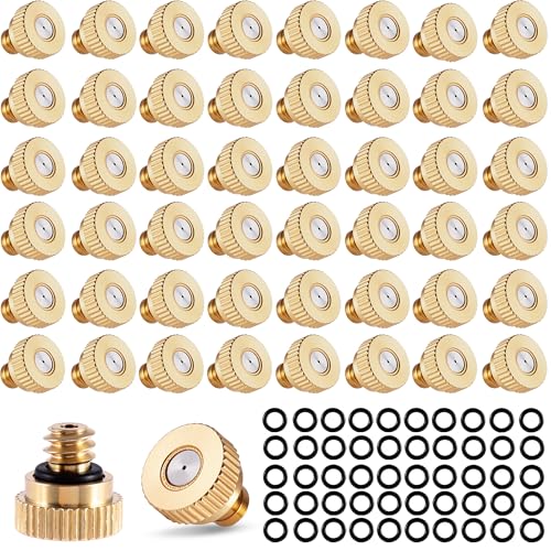 50 Pack Brass Misting Nozzles with 50Pc Misting Nozzles O Ring (50pc 0.3mm-Misting Nozzle With O Ring)