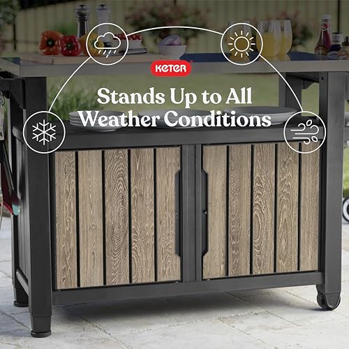 Unity XL Outdoor Entertainment Cart with Wood‑Look Finish (Ashwood)
