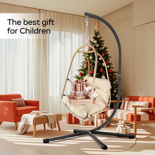 Swing Egg Chair Foldable Frame Hanging Chairs (Stand Black)